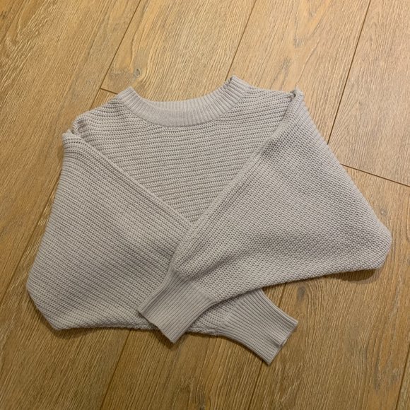 Seven Sister Beige Cream High Neck Dolman Sleeve Batwing Cropped Sweater XS - Picture 3 of 6